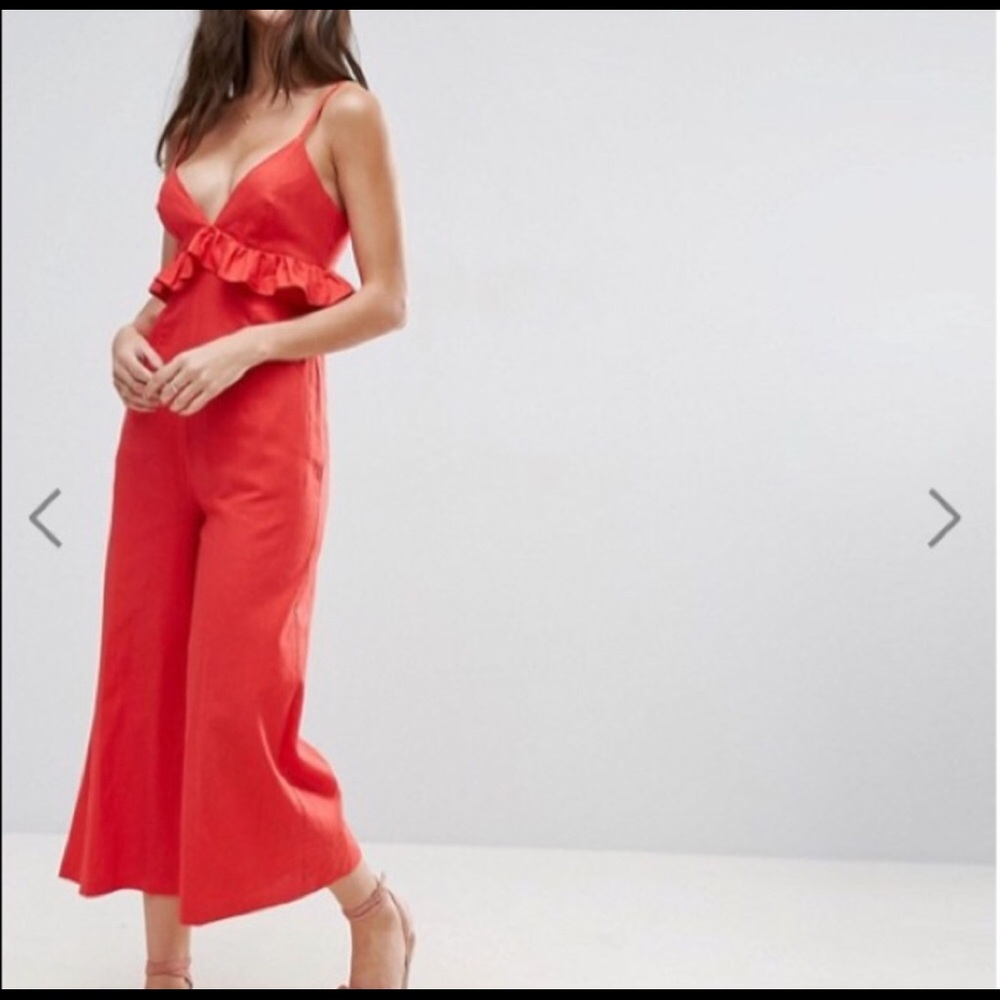 ASOS Ted Linen Jumpsuit with Ruffle